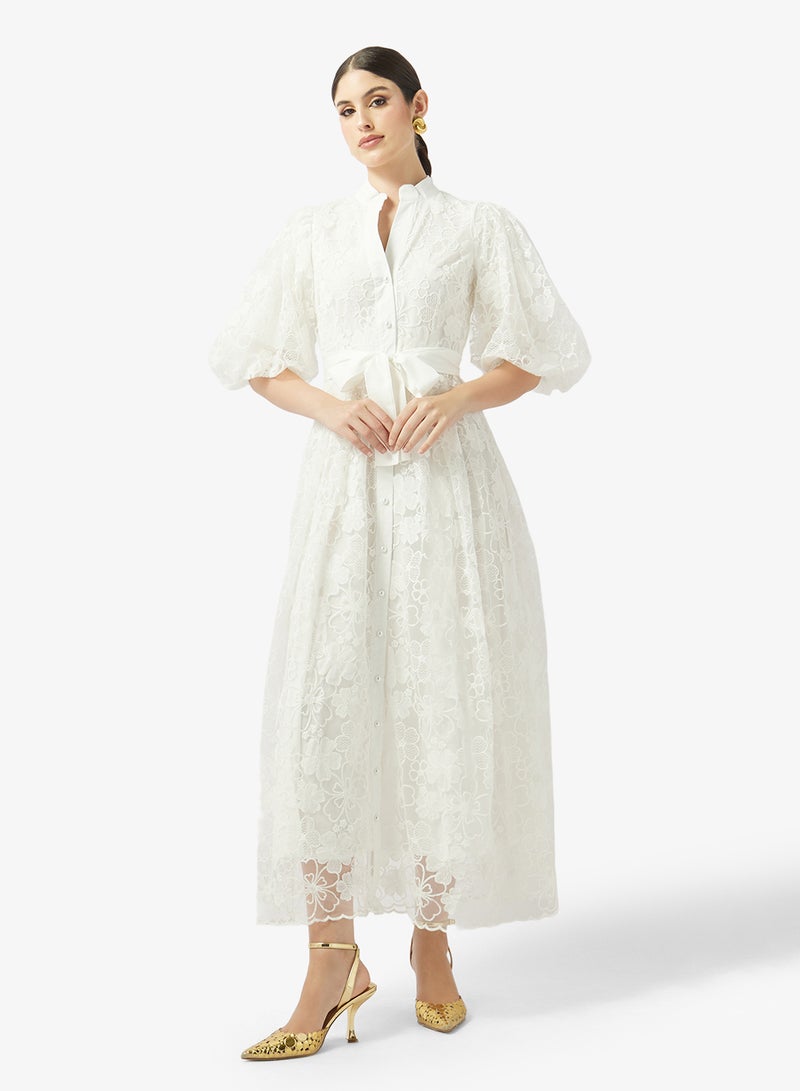 خزانة فستان بياقة مربعة وتنورة واسعة - Image 1